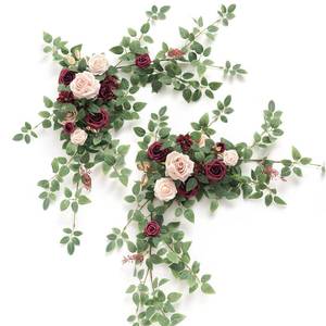 lot 1886 image: Lings Moment 2PCS Artificial Floral Swags Centerpieces Burgundy Wedding Flower Greenery Arrangements for SweetheartHead Table Decor Wedding Car Wall Window Arch Home Garden Decor Blush Marsala