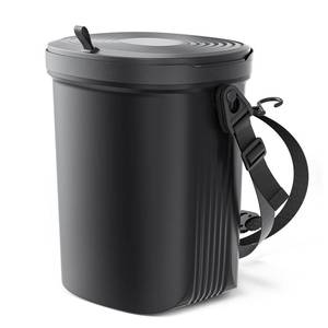 lot 1888 image: Waretary Trash Can for Car Garbage Leakproof Silicone Car Waste Bin wLid for Drivers and Passengers 1.9 Gallon Garbage Container for Vehicle, Sedan, SUV, Van, MPV & Truck (Black)