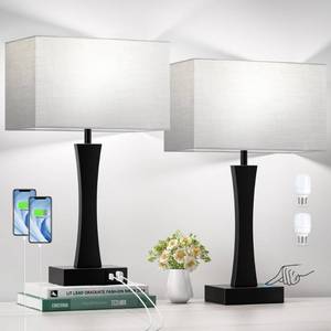 lot 1892 image: Bedside Lamps for Night Stands - 3 Way Dimmable Table Lamp for Bedroom with USB CA Ports,Modern Bedside Lamps Set of 2, Touch Lamps for Nightstand Living Room Side Table End Tables(Bulbs Included)