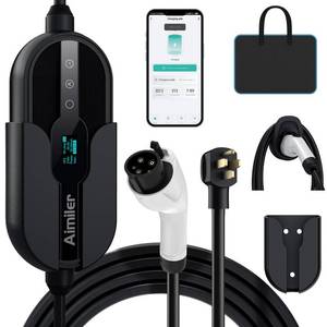 lot 1898 image: AIMILER Level 2 Electric Vehicle (EV) Charger(32Amp, 220V-240V, NEMA 14-50 Plug), 25ft Cable ETL Listed Portable IndoorOutdoor EVSE SAE J1772 EV Car Charging Station wDelay Timer, WiFi Enabled