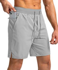 lot 2046 image: Mens Running Shorts with Zipper Pockets 7 Inch Lightweight Quick Dry Gym Athletic Workout Shorts for Men (Light Grey, XS)
