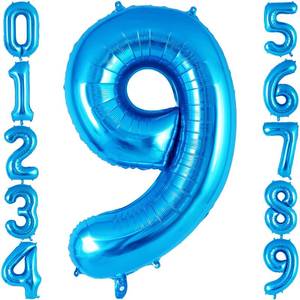 lot 2052 image: Blue Number 9 Balloon 40 Inch, Big Large Foil Helium Number Balloons, Jumbo Giant Mylar Number 9 Balloons for 9 Year Old Birthday Party Decorations Supplies Anniversary Celebration