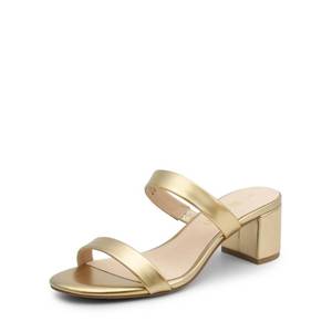 lot 2129 image: DREAM PAIRS Womens Two Strap Open Toe Low Block Chunky Heels Sandals Dress Pumps Shoes,Size 7.5,Gold-Pu,DHS213