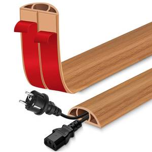 lot 2153 image: Floor Cord Cover for Wires on Floor Self Adhesive Cord Hider Floor Cable Management Wire Covers for Cords Protector Prevent Cable Trips Cord Cavity W 0.59 x H 0.31, Brown Wood, 3.3Ft