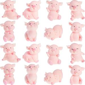 lot 2155 image: Jetec 16 Pieces Cute Pink Piggy Toy Figures Miniature Pig Cake Toppers Resin Miniature Pig Figurines for Cake Decoration, DIY Crafts, Garden Decoration, Table Centerpieces, Home Decor