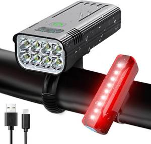 lot 2179 image: Victoper Upgraded Bike Lights, 8 LED High Lumens Super Bright Bike Light, 55 Modes USB Rechargeable Bicycle Light Front and Back, Bike Headlight and Tail Light Set for Night Riding, Road, Mountain