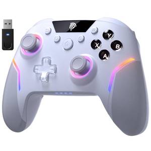 lot 2185 image: EasySMX X20 Wireless Gaming Controller with RGB Backlit, 2-Stage Hall Effect Stick, 1000Hz Polling Rate, 6-Axis Gyro on Multi-Platform, Mech Buttons- Compatible with PCSwitchSteamAndroid
