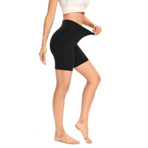 lot 2190 image: LXNMGO Womens 7 Biker Shorts with Phone Pockets, High Waist Athletic Workout Running Yoga Shorts Black, S