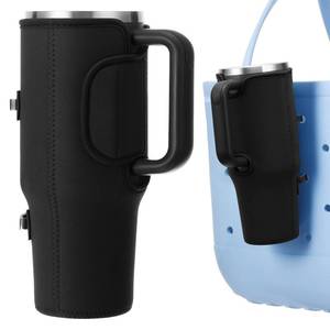 lot 2191 image: FillTouch Cup Holder Compatible with Stanley 40 Oz, Bag Accessories Baby-mOriginal-Large, Insert Drink Holder for Beach Tote Bag(Pure Style,Black)