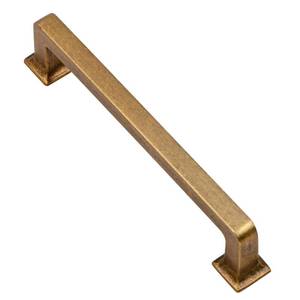 lot 2202 image: Alzassbg 10 Pack Antique Brass Cabinet Pulls, 5 Inch(128mm) Hole Centers Cabinet Handles Square Kitchen Hardware for Cabinets AL3046AE