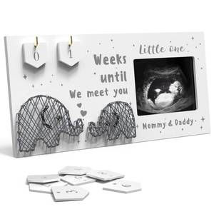 lot 2206 image: Baby Sonogram Picture Frame w Baby Countdown Weeks - Standard 4x3 Ultrasound Photo - Pregnancy Announcements Ideas - Gender Reveal - New Mom Expecting Parents Keepsake