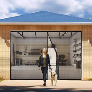 lot 2208 image: Oiyeefo Garage Door Screen 10x8FT Garage Screen Door Reinforced Magnetic Closure Garage Screen, Heavy Duty Weighted Bottom Garage Net Screen with 4 Strapping Tapes, Hands Free, Easy Assembly