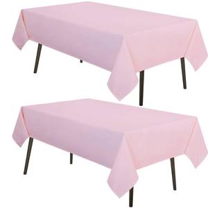lot 2212 image: MYSKY HOME 2Pack Pink Tablecloth 60x84 Inch Rectangle Table Cloth for 4 Feet Table- Wrinkle Resistant Washable Polyester Table Cover for Dining Party and Camping