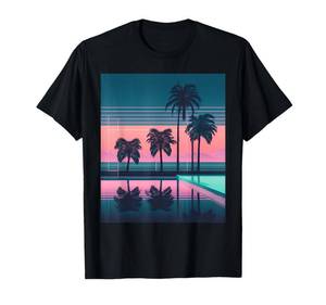 lot 2221 image: Vaporwave Aesthetic - Trippy Tropical Palm Tree Vapor Wave T-Shirt S