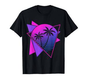 lot 2240 image: Retro 80s Vaporwave Aesthetic Palm Trees 90s Art Vaporwave T-Shirt S