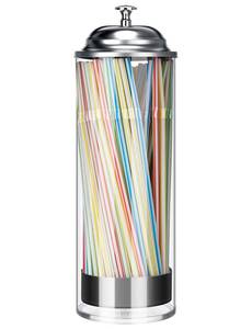 lot 2259 image: BIGINIWA Straw Holder Dispenser 100 PCS Straws includ - Clear Glass Drinking Straw Container with Lid for Counter