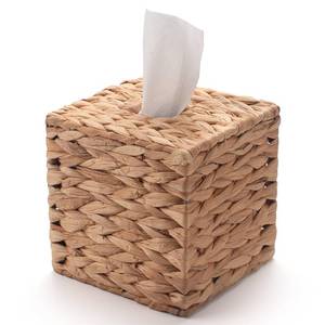 lot 2266 image: Tissue Box Cover Square, Rattan Tissue Box Holder -Boho Decorative Woven Facial Tissue Holder on Table and Bathroom by YANGQIHOME, 5.9 L x 5.9 W x 5.9 H