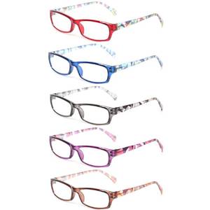 lot 2267 image: Reading Glasses 5 Pairs Fashion Ladies Readers Spring Hinge with Pattern Print Eyeglasses for Women (5 Pack Mix Color, 4.0)