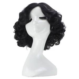 lot 2275 image: ANOGOL Hair CapShort Black Curly Wigs with Middle Part for Women Synthetic Wig Princess Cosplay Wig for Halloween Party Christmas Costume Wig