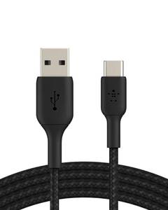 lot 2295 image: Belkin BoostCharge Braided USB-C to USB-A Cable (2M6.6ft) for iPhone 16, iPhone 16 Pro, Samsung Galaxy S25, S24, Note20, Google Pixel 9 & 8, iPad Pro, Nintendo Switch 2, Carplay, & More - Black
