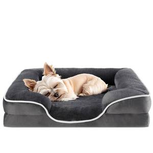 lot 5259 image: DUMOS Orthopedic Dog Bed for Small Size Dogs, Supportive Memory Foam Dog Sofa with Washable Removable Cover Non-Slip Base Waterproof Pet Couch Bed, Grey, 24 L x 18 W x 6 Th
