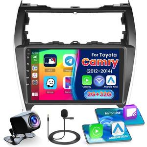 lot 5266 image: for Toyota Camry 2012-2014 Fuluku Android Car Stereo with Wireless Carplay Android Auto, 10 Touch Screen Radio Dash Kit GPS Navigation WiFi Bluetooth SWC Mirror Link, Mic Backup Camera