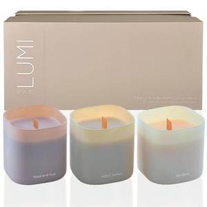lot 5267 image: Set of 3 Scented Soy Candles Gift Set  Natures Bloom Collection  3 Scented Candles - Gardenia, Hilton Garden, and Rose & Oud  Crackling Wood Wick  Clean Burn  50HR Burn Time, 9.8oz Each