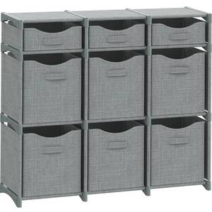 lot 5268 image: 9 Cube Closet Organizers, Includes All Storage Cube Bins, Easy To Assemble Storage Unit With Drawers  Room Organizer For Clothes, Baby Closet Bedroom, Playroom, Dorm (Light Grey)