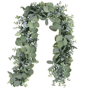 lot 5282 image: Winlyn 5.9 Long Faux Silver Dollar Eucalyptus Leaves Greenery Artificial Garland in Grey Green for Wedding Arch Swag Backdrop Doorways Table Runner Indoor Outdoor