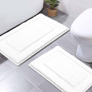 lot 5286 image: SHACOS Super Soft Bathroom Rugs Set of 2 Pieces 16x24  20x32 inch Non Slip Small Bath Rugs Microfiber Washable Absorbent Bath Mats Plush Bathroom Carpet, White