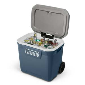 lot 5998 image: Coleman 316 Series 60QT Hard Chest Wheeled Cooler  Lakeside Blue