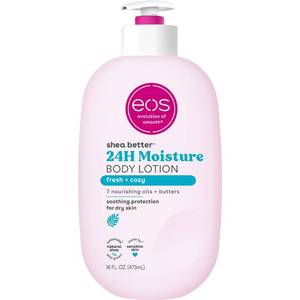 lot 6032 image: eos Shea Better Body Lotion- Fresh & Cozy, 24-Hour Moisture Skin Care, Lightweight & Non-Greasy, Made with Natural Shea, Vegan, 16 Fl Oz (Pack of 1)