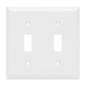 lot 6033 image: Power Gear Double Wall Plates Cover, 2 Gang, Light switch cover, 0.32 x 4.47, Outlet Covers, Screws Included, White, 44756