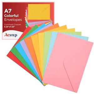 lot 6035 image: ACSTEP 100PACK 5X7 Envelopes, Colorful A7 Envelopes Self Seal for Weddings, Invitations, Photos, Postcards, Greeting Cards Mailing,Baby Shower, Graduation