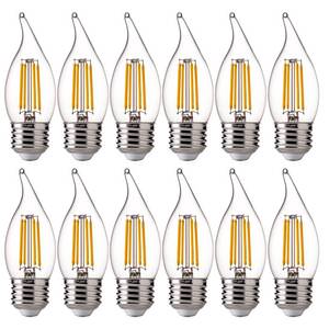 lot 6067 image: FLSNT 60 Watts Equivalent LED Chandelier Light Bulbs, Dimmable CA11 LED E26 Base Candelabra Bulbs, 2700K Soft White, 12 Pack UL,CA65 Listed.