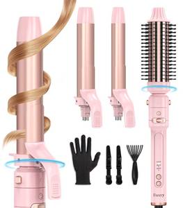 lot 6072 image: FARERY 11.251.5 inch Rotating Curling Iron Curling Brush Set, Automatic Curling Iron Heated Round Brush for Long Hair, Create Gorgeous Curls & Waves, Adjustable Temperature 300-410��, Auto Shut-Off