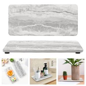 lot 6073 image: 2 Pcs Stone Drying Trays for Bathroom Kitchen Sink Accessories Hand Soap Dispenser Tray Water Absorbing Marble Dish Soap Holder Diatomite Instant Dry Kitchen Tray for Bathroom Sink Countertop Trays