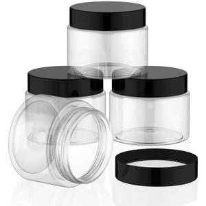 lot 6079 image: Patelai 4 Pieces Round Wide-mouth Leak Proof Plastic Container Jars with Lids for Travel Storage Makeup Beauty Products Face Creams Oils Salves Ointments DIY Making(2 Ounce,Black)