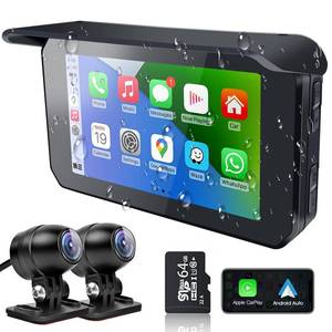 lot 6082 image: Motorcycle Dash Cam, Wireless Motorcycle Carplay, 5 IPS Touch Screen Support Siri, Waterproof Motorcycle GPS Navigation System with Front & Rear 1080P Camera (IMX307 Chip)