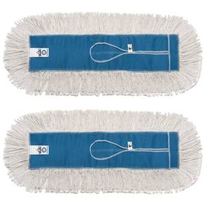 lot 6085 image: Nine Forty Industrial-Grade 24x5 Cotton Dust Mop Head Refills, Perfect Replacement for Busy Home, Gym, Industrial and Commercial Spaces, Heavy-Duty Mop for Janitorial & Housekeeping Needs - 2 Pack