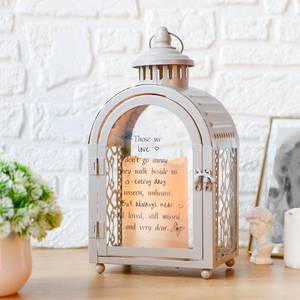 lot 6110 image: TRIROCKS Memorial Lantern 11 High Walk Beside Us Remembrance Lantern With Automatic Timer LED Candle And Love Pattern Bereavement Sympathy Gifts For Funeral Memorial Service Loss of Loved One (Grey)