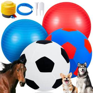 lot 6117 image: VercanMonth 4 Pcs 20 Inches Giant Herding Horse Ball with Ball Cover Anti Burst Please Watch VCR for How to Inflation Horse Toys for Horses Stall Entertainment Play, Pump Included