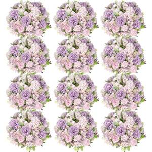 lot 6118 image: Tigeen Artificial Flowers Artificial Peonies Silk Flowers Faux Peony Fake Peony Silk Hydrangea Bouquet for Wedding Table Centerpiece Floral Vase Decor(Light Purple,12 Bundles)