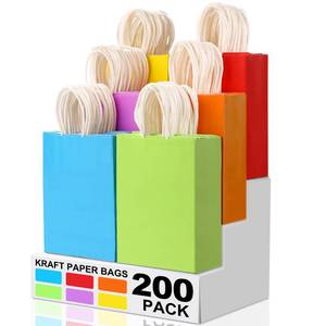 lot 6121 image: XPCARE 200Pcs Paper Gift Bags, 6.3x3.15x8.66 Kraft Paper Party Favor Bags Bulk Rainbow Goodie Bags Small Gift Bags with Handles for Kids Birthday Baby Shower Crafts Wedding Supplies (6 Colors)