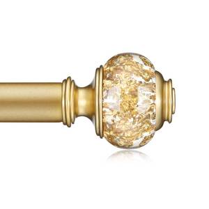 lot 6429 image: Gold Curtain Rods for Windows 48-84 Inch, 68 Inch Adjustable Telescoping Drapery Rod with with Translucent Gold Foil Finials, Decorative Single Curtain Rod Set for Bedroom Living Room