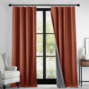 lot 6430 image: RYB HOME 100% Blackout Linen Textured Curtains 84 inches Long, Insulating Privacy Energy Saving for Bedroom Living Room Window Office Theater Dining Nursery, W 52 x L 84 in, Terracotta, 2 Panels