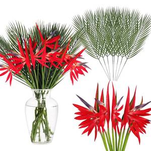 lot 6435 image: Thiccywoov 28 Pcs Bird of Paradise Stems Artificial Plant 22 Inch Faux Tropical Flowers and 19.7 Inch Fake Palm Leaves for Garden Verandah Wedding Floral Arrangement Hawaiian Luau Decorations