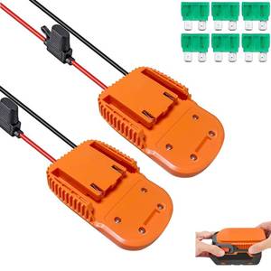 lot 6453 image: 2PCS Power Wheel DIY Adapter for Ridgid AEG 18V Hyper Battery Dock Power Connector for DIY Rc Toy Car Truck, e-Bike, with Fuse & Wire terminals, Work for Rigid L1815R B1820R L1830R Battery (14AW Wire)