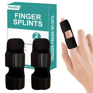 lot 6455 image: Trigger Finger Splint, 2pcs Finger Support Brace Mallet Finger Brace for Index, Middle, Ring Finger - Tendon Release & Pain Relief-Black