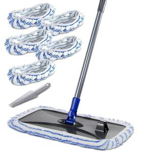 lot 6479 image: Masthome Extra Large Microfiber Mop for Floor Cleaning, 16�� Flat Mop with 5 Pad for Wet & Dry Use, Dust Mop for Hardwood Laminate Tile Ceramic, 1 Cleaning Scraper Included-Red